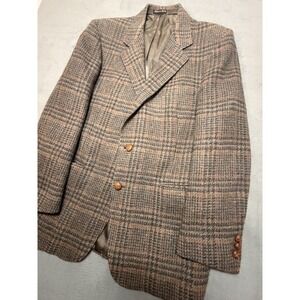 Y2k Daks London NY Tweed 100% Wool Coat‎ Dark Academia Union Made Herringbone